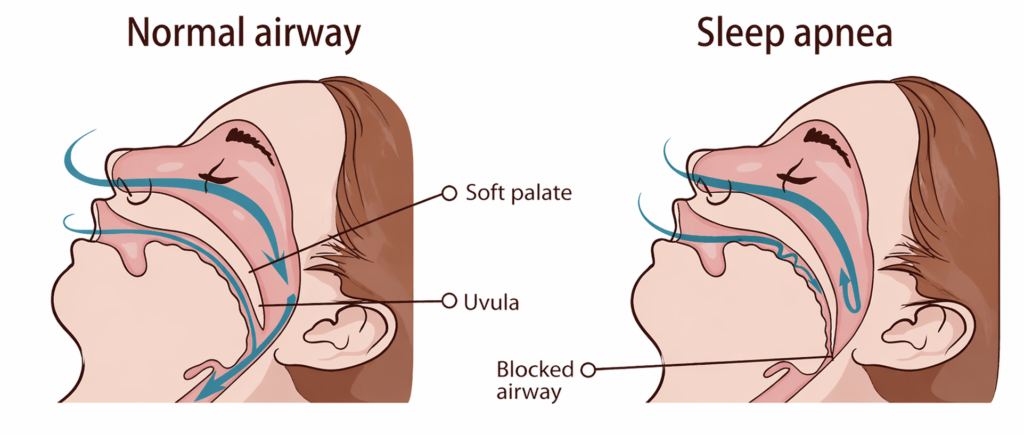 Jaw clenching during sleep due to airway obstruction